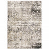 3' X 5' Grey Ivory Beige Charcoal Black Tan And Brown Abstract Power Loom Stain Resistant Area Rug