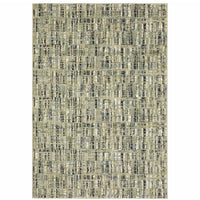 6' X 9' Green Blue Ivory Beige And Light Blue Abstract Power Loom Stain Resistant Area Rug