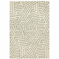 6' X 9' Beige Grey And Light Blue Geometric Power Loom Stain Resistant Area Rug