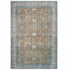 8' X 10' Gold And Grey Oriental Power Loom Stain Resistant Area Rug