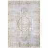 8' X 10' Grey And Gold Oriental Power Loom Stain Resistant Area Rug