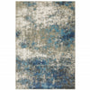 4' X 6' Blue Grey And Beige Abstract Power Loom Stain Resistant Area Rug