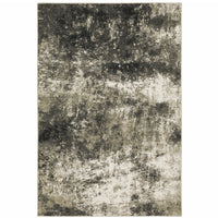 5' X 7' Charcoal Grey And Beige Abstract Power Loom Stain Resistant Area Rug