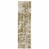 2' X 8' Beige Gold And Grey Abstract Power Loom Stain Resistant Runner Rug