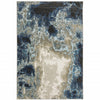 6' X 9' Blue Grey Charcoal And Beige Abstract Power Loom Stain Resistant Area Rug