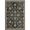 6' X 9' Charcoal Blue Gold Rust And Beige Oriental Power Loom Stain Resistant Area Rug