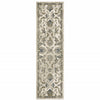 2' X 8' Beige Gold Blue And Grey Oriental Power Loom Stain Resistant Runner Rug