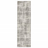 2' X 8' Grey And Ivory Abstract Shag Power Loom Stain Resistant Runner Rug