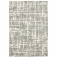 4' X 6' Grey And Ivory Abstract Shag Power Loom Stain Resistant Area Rug