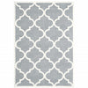 4' X 6' Grey And Ivory Geometric Shag Power Loom Stain Resistant Area Rug