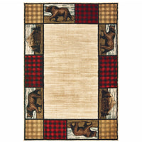 2' X 3' Ivory Southwestern Power Loom Stain Resistant Area Rug