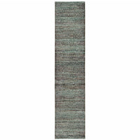 2' X 10' Blue And Purple Oriental Power Loom Stain Resistant Runner Rug