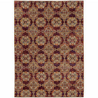 3' X 5' Red And Gold Oriental Power Loom Stain Resistant Area Rug