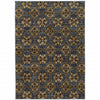 10' X 13' Blue And Gold Oriental Power Loom Stain Resistant Area Rug