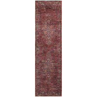 2' X 8' Red And Gold Oriental Power Loom Stain Resistant Runner Rug