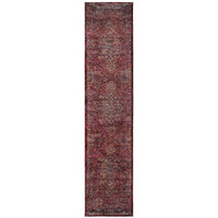 2' X 10' Red And Gold Oriental Power Loom Stain Resistant Runner Rug