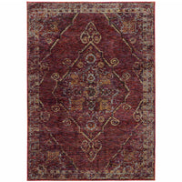 6' X 9' Red And Gold Oriental Power Loom Stain Resistant Area Rug