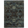 5' X 7' Navy And Blue Oriental Power Loom Stain Resistant Area Rug