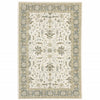 3' X 5' Ivory Grey And Blue Oriental Power Loom Stain Resistant Area Rug