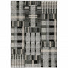 10' X 13' Black Grey And Ivory Geometric Power Loom Stain Resistant Area Rug