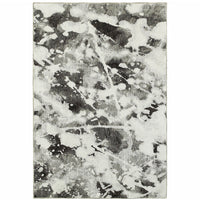 2' X 3' Charcoal And White Abstract Power Loom Stain Resistant Area Rug