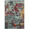 9' X 12' Blue And Red Abstract Power Loom Stain Resistant Area Rug