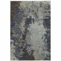 10' X 13' Navy And Blue Abstract Power Loom Stain Resistant Area Rug