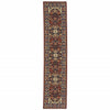 2' X 10' Blue And Red Oriental Power Loom Runner Rug With Fringe