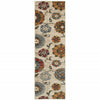 2' X 8' Orange And Ivory Floral Power Loom Runner Rug