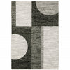 6' X 9' Charcoal Grey And Ivory Geometric Power Loom Stain Resistant Area Rug