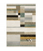 5' X 7' Beige Gold Black Grey Tan Teal And Rust Geometric Power Loom Area Rug