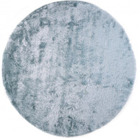 10' Blue And Silver Round Shag Tufted Handmade Area Rug
