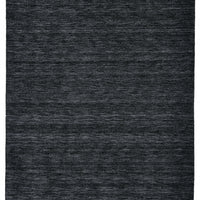 8' X 11' Black Wool Hand Woven Stain Resistant Area Rug