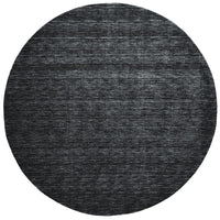 10' Black Round Wool Hand Woven Stain Resistant Area Rug