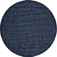 10' Blue Round Wool Hand Woven Stain Resistant Area Rug