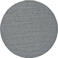 10' Gray And Blue Round Wool Hand Woven Stain Resistant Area Rug