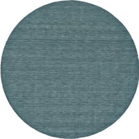 10' Blue And Green Round Wool Hand Woven Stain Resistant Area Rug