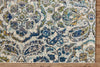 10' X 13' Ivory Blue And Green Floral Stain Resistant Area Rug