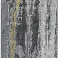 5' X 8' Gray And Black Abstract Stain Resistant Area Rug