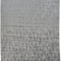 4' X 6' Gray Ivory And Silver Geometric Hand Woven Area Rug