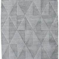 8' Gray Ivory And Silver Geometric Hand Woven Runner Rug