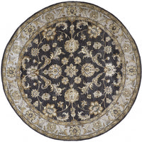 10' Blue Gray And Taupe Round Wool Floral Tufted Handmade Stain Resistant Area Rug