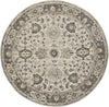 10' Gray Ivory And Taupe Round Wool Floral Tufted Handmade Stain Resistant Area Rug