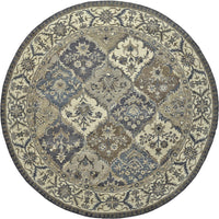 10' Blue Gray And Taupe Round Wool Paisley Tufted Handmade Stain Resistant Area Rug