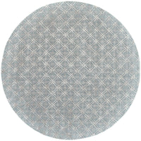 10' Blue Silver And Gray Round Wool Abstract Tufted Handmade Area Rug