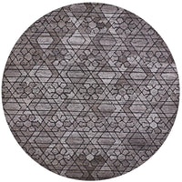 10' Taupe Black And Gray Round Wool Paisley Tufted Handmade Area Rug