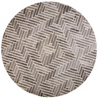 10' Taupe Gray And Tan Round Wool Geometric Tufted Handmade Area Rug