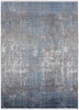 5' X 8' Blue Gray And Silver Abstract Power Loom Distressed Area Rug With Fringe