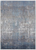 10' X 13' Blue Gray And Silver Abstract Power Loom Distressed Area Rug With Fringe