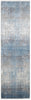 3' X 10' Blue Gray And Silver Abstract Power Loom Distressed Runner Rug With Fringe